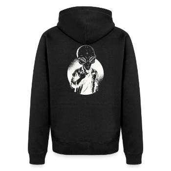 Alien Hipster - Unisex Premium Organic Zip Hoodie - black - Back - Nico (187cm)