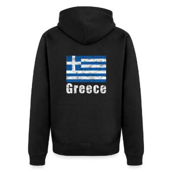 Griechenland Flagge - Unisex Premium Bio Zip Hoodie - Schwarz - Hinten - Nico (187cm)