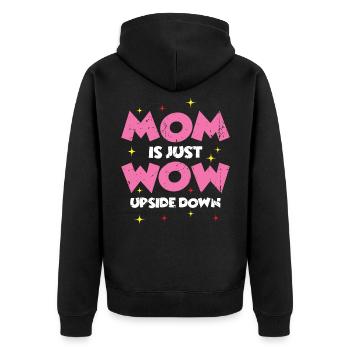 Fête des Mères Idée de cadeau MoM bedeuted Wow - Veste à capuche bio Premium Unisexe - noir - Dos - Nico (187cm)