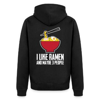 I like ramen kawaii japanese noodle food anime - Unisex Premium Organic Zip Hoodie - black - Back - Nico (187cm)