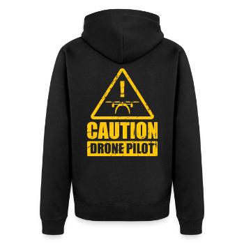 Attention Drone Aircraft Camera - Unisex Premium Organic Zip Hoodie - black - Back - Nico (187cm)