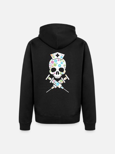 Nurse gift idea - medicine skull. - Unisex Premium Organic Zip Hoodie - black