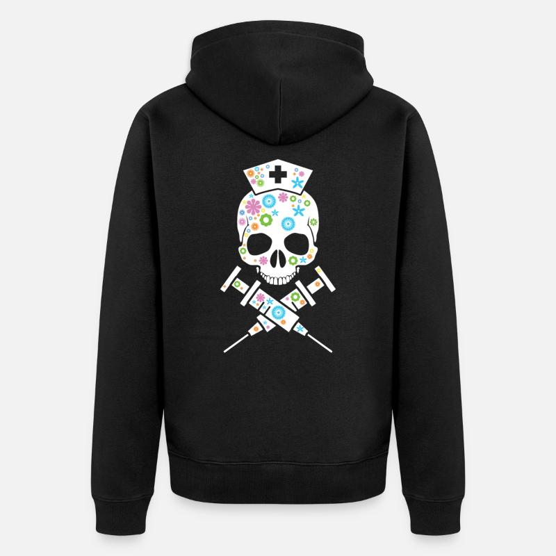Krankenschwester Geschenkidee - Medizin Schädel. - Unisex Premium Bio Zip Hoodie - Schwarz