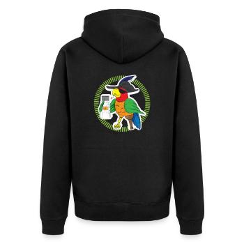 Salzstreuer Sicherheit Piratenkopf Papagei - Unisex Premium Bio Zip Hoodie - Schwarz - Hinten - Nico (187cm)