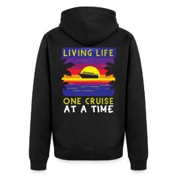 Living Life One Cruise At A Time Funny Cruise Ship - Veste à capuche bio Premium Unisexe - noir - Dos - Nico (187cm)