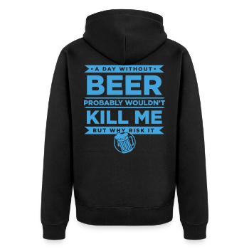 T-shirt à bière avec énonciation drôle et chope de bière - Veste à capuche bio Premium Unisexe - noir - Dos - Nico (187cm)