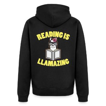Reading is Llamazing Lama Book Reader - Unisex Premium Organic Zip Hoodie - black - Back - Nico (187cm)