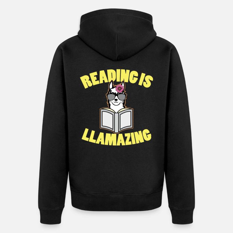 Lire est Llamazing Lama Lecteur - Veste à capuche bio Premium Unisexe - noir