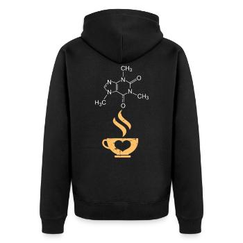 Koffein Molekül Kaffee Wissenschaft Nerd - Unisex Premium Bio Zip Hoodie - Schwarz - Hinten - Nico (187cm)