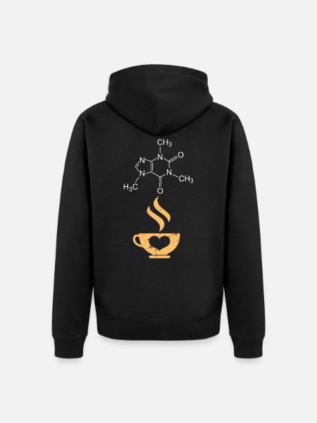 Caffeine Molecule Coffee Science Nerd - Unisex Premium Organic Zip Hoodie - black