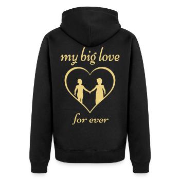 My Big Love For Ever- My big love - Unisex Premium Organic Zip Hoodie - black - Back - Nico (187cm)