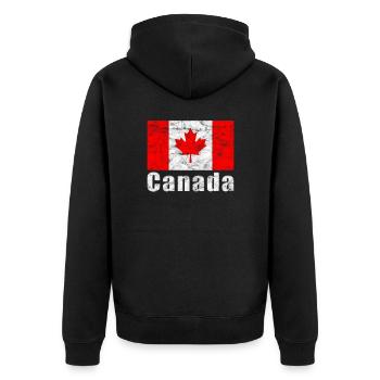 Drapeau du canada vintage - Veste à capuche bio Premium Unisexe - noir - Dos - Nico (187cm)