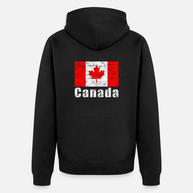 Drapeau du canada vintage - Veste à capuche bio Premium Unisexe - noir