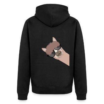 Lustiges Lama Alpaka mit Sonnenbrille - Unisex Premium Bio Zip Hoodie - Schwarz - Hinten - Nico (187cm)
