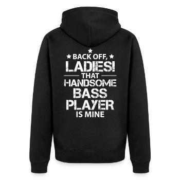 Bassistin Freundin Geschenk Gitarrenspieler - Unisex Premium Bio Zip Hoodie - Schwarz - Hinten - Nico (187cm)