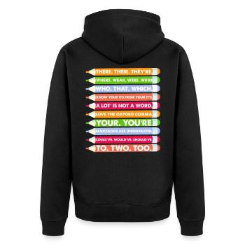 Rechtschreibung Grammatik There Their Were We're - Unisex Premium Bio Zip Hoodie - Schwarz - Hinten - Nico (187cm)