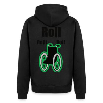 Rollstuhl - Unisex Premium Bio Zip Hoodie - Schwarz - Hinten - Nico (187cm)