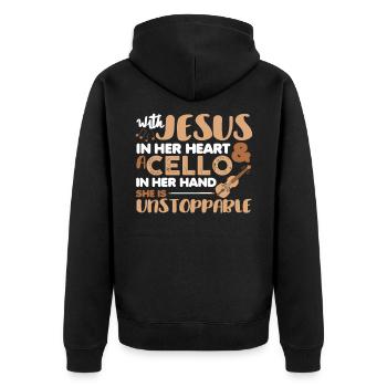 Jésus dans son cœur violoncelle à la main violoncelle - Veste à capuche bio Premium Unisexe - noir - Dos - Nico (187cm)