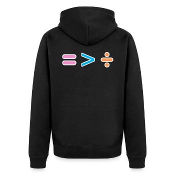 Equal is greater than divided - equality - Unisex Premium Organic Zip Hoodie - black - Back - Nico (187cm)