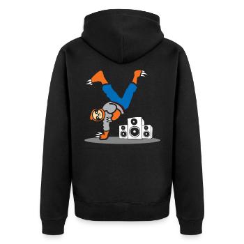 Faultier Urban Street Break Dance Kostüm Musik - Unisex Premium Bio Zip Hoodie - Schwarz - Hinten - Nico (187cm)