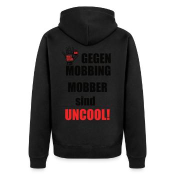 Gegen Mobbing - Unisex Premium Bio Zip Hoodie - Schwarz - Hinten - Nico (187cm)