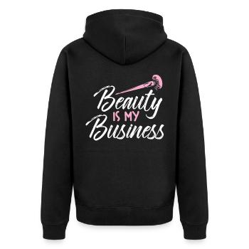 Schönheit ist mein Beruf Make-up Kosmetikerin - Unisex Premium Bio Zip Hoodie - Schwarz - Hinten - Nico (187cm)