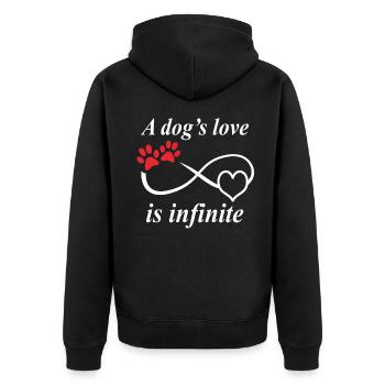 The love of a dog is infinite four paws - Unisex Premium Organic Zip Hoodie - black - Back - Nico (187cm)