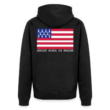 Drapeau de Bretagne Américain - Veste à capuche bio Premium Unisexe - noir - Dos - Nico (187cm)