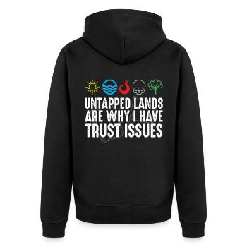 Trust Issues Untapped Lands Funny Magic Geek TCG - Veste à capuche bio Premium Unisexe - noir - Dos - Nico (187cm)