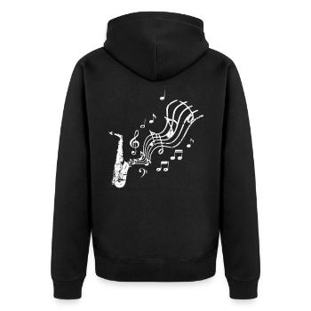 Vintage retro saxophone saxophone musique musiciens - Veste à capuche bio Premium Unisexe - noir - Dos - Nico (187cm)