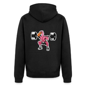 Fitness Flamingo Weightlifting Bodybuilder Muscle - Unisex Premium Organic Zip Hoodie - black - Back - Nico (187cm)