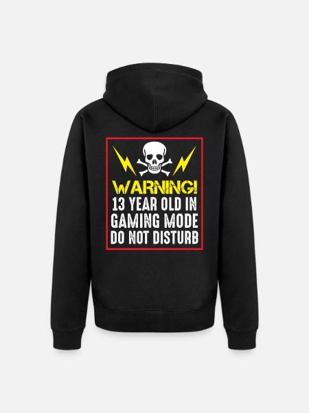 Lustiger 13. Geburtstag Junge 13 Jahre Gamer Teen - Unisex Premium Bio Zip Hoodie - Schwarz