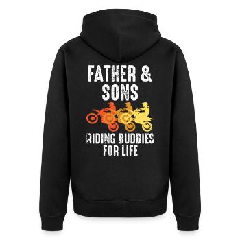 Dirt Bike Papa Vater und Sohn Motocross - Unisex Premium Bio Zip Hoodie - Schwarz - Hinten - Nico (187cm)