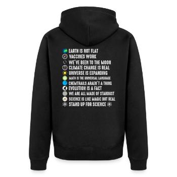 The Earth is not flat - For science - Unisex Premium Organic Zip Hoodie - black - Back - Nico (187cm)