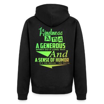 Humour Proverbes drôles L’humour est tout des proverbes - Veste à capuche bio Premium Unisexe - noir - Dos - Nico (187cm)