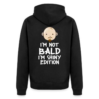 Nicht Kahl glänzende Ausgabe Glatzkopf Glatze - Unisex Premium Bio Zip Hoodie - Schwarz - Hinten - Nico (187cm)