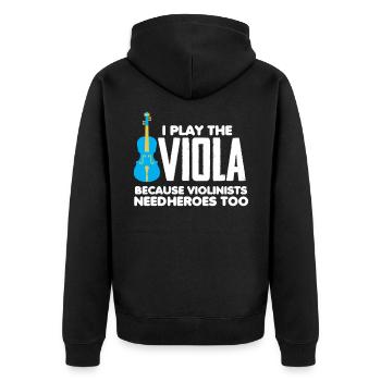 I play Viola - Violists need Heroes too - Unisex Premium Bio Zip Hoodie - Schwarz - Hinten - Nico (187cm)