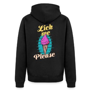 Lèche-moi s’il vous plaît crème glacée d’été - Veste à capuche bio Premium Unisexe - noir - Dos - Nico (187cm)