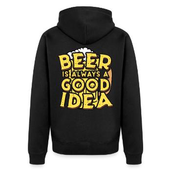 Bier eine gute Idee Saufen Bierkrug - Unisex Premium Bio Zip Hoodie - Schwarz - Hinten - Nico (187cm)