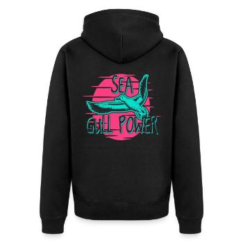 Seagull Lake Sea Coast - Unisex Premium Organic Zip Hoodie - black - Back - Nico (187cm)