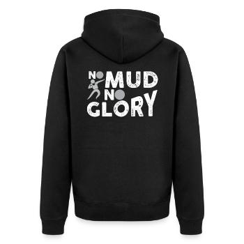 Kugelstoßen Athlet - Kein Schlamm kein Ruhm - Unisex Premium Bio Zip Hoodie - Schwarz - Hinten - Nico (187cm)