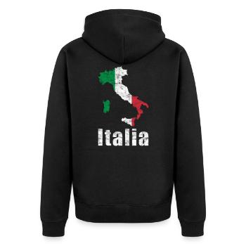 Italien Karte Flagge Italia Vintage - Unisex Premium Bio Zip Hoodie - Schwarz - Hinten - Nico (187cm)