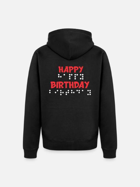 Braille Points - Birthday Greetings - Unisex Premium Organic Zip Hoodie - black