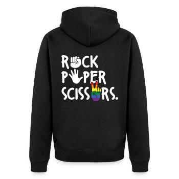 Stone Paper Scissors LGBTQ Pride Equality - Unisex Premium Organic Zip Hoodie - black - Back - Nico (187cm)