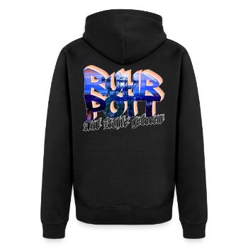 Ruhrpott - Auf Kohle geboren - Unisex Premium Bio Zip Hoodie - Schwarz - Hinten - Nico (187cm)