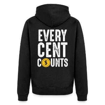 Münzsammler Jeder Cent zählt Numismatiker - Unisex Premium Bio Zip Hoodie - Schwarz - Hinten - Nico (187cm)