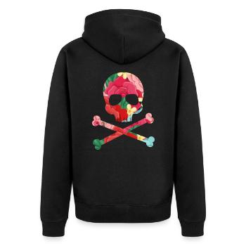 Flowering Pirate Skull Skull Skull - Unisex Premium Organic Zip Hoodie - black - Back - Nico (187cm)