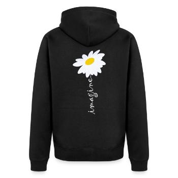 Imagine Daisy Flower - Unisex Premium Organic Zip Hoodie - black - Back - Nico (187cm)