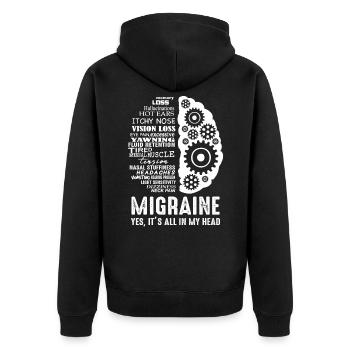 Migraine - Everything in my head headache - Unisex Premium Organic Zip Hoodie - black - Back - Nico (187cm)
