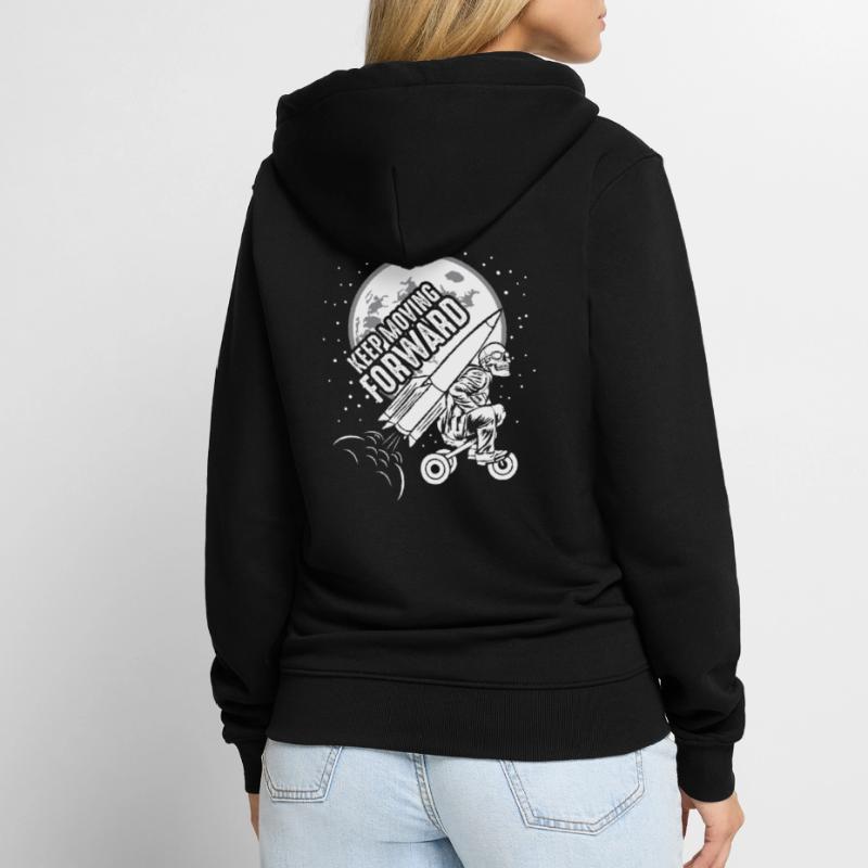 Keep Moving Forward Rocket Tricycle Skeleton Skull Unisex Premium Organic Zip Hoodie